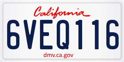 CA license plate 6VEQ116