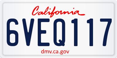 CA license plate 6VEQ117