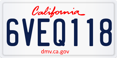 CA license plate 6VEQ118
