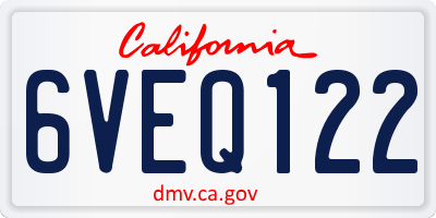 CA license plate 6VEQ122