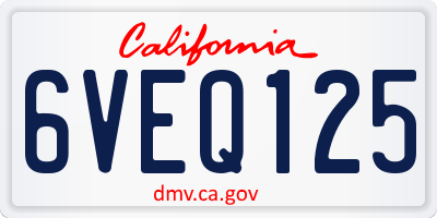 CA license plate 6VEQ125