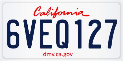 CA license plate 6VEQ127