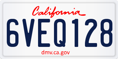 CA license plate 6VEQ128
