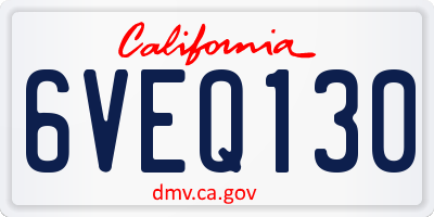 CA license plate 6VEQ130