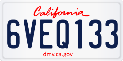 CA license plate 6VEQ133