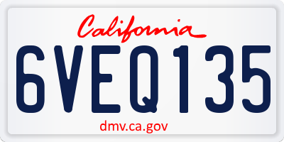 CA license plate 6VEQ135