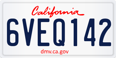 CA license plate 6VEQ142