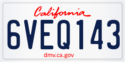 CA license plate 6VEQ143