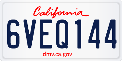 CA license plate 6VEQ144