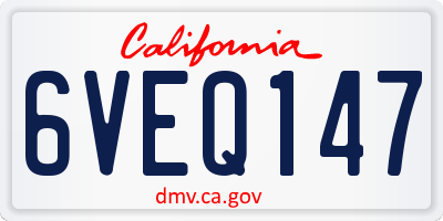 CA license plate 6VEQ147