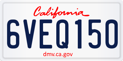 CA license plate 6VEQ150