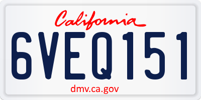 CA license plate 6VEQ151