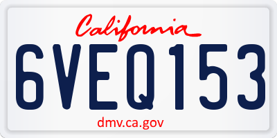CA license plate 6VEQ153