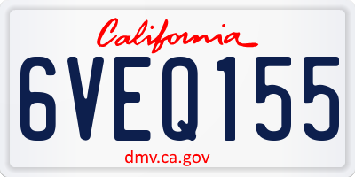 CA license plate 6VEQ155