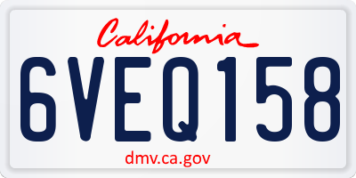 CA license plate 6VEQ158