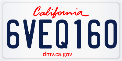 CA license plate 6VEQ160