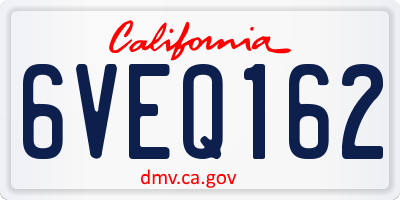CA license plate 6VEQ162