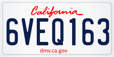 CA license plate 6VEQ163
