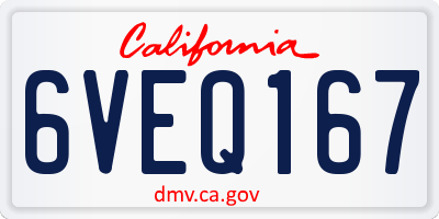 CA license plate 6VEQ167