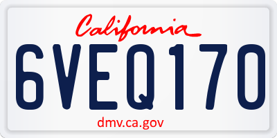CA license plate 6VEQ170