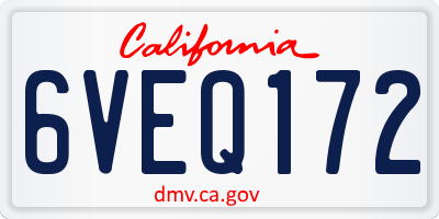 CA license plate 6VEQ172