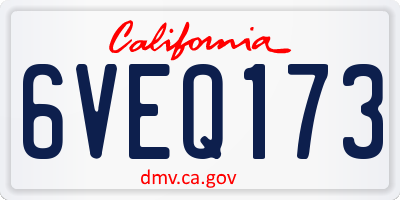CA license plate 6VEQ173