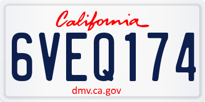 CA license plate 6VEQ174