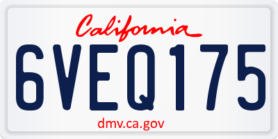 CA license plate 6VEQ175
