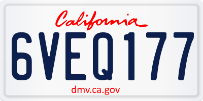 CA license plate 6VEQ177