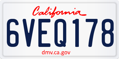 CA license plate 6VEQ178