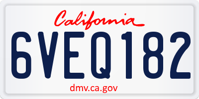 CA license plate 6VEQ182
