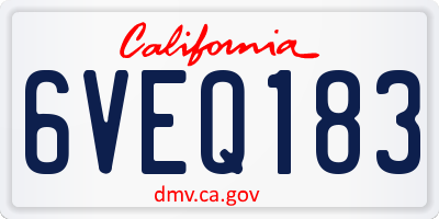 CA license plate 6VEQ183