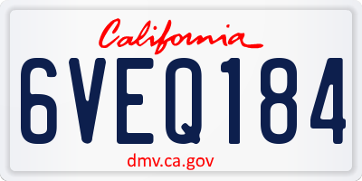 CA license plate 6VEQ184