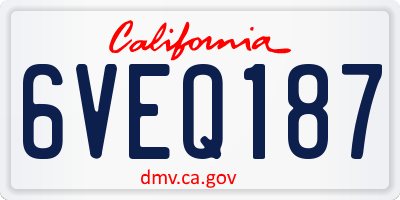 CA license plate 6VEQ187