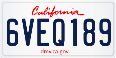 CA license plate 6VEQ189