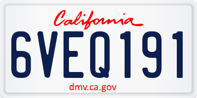 CA license plate 6VEQ191