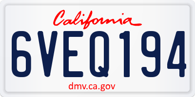 CA license plate 6VEQ194