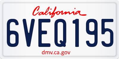 CA license plate 6VEQ195