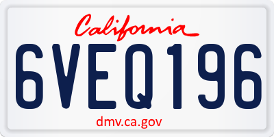 CA license plate 6VEQ196