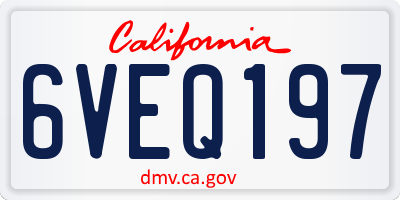CA license plate 6VEQ197