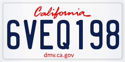 CA license plate 6VEQ198