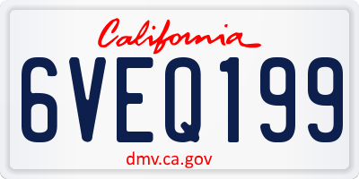 CA license plate 6VEQ199