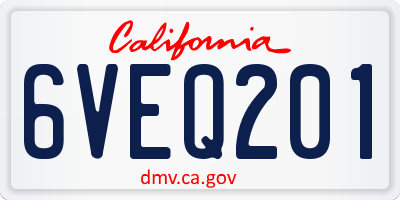 CA license plate 6VEQ201