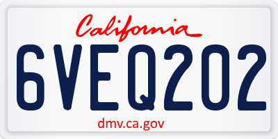 CA license plate 6VEQ202