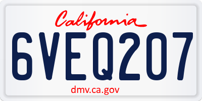 CA license plate 6VEQ207