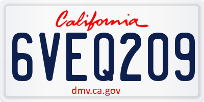 CA license plate 6VEQ209