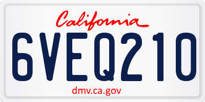 CA license plate 6VEQ210