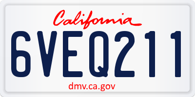 CA license plate 6VEQ211