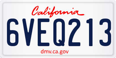 CA license plate 6VEQ213