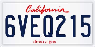 CA license plate 6VEQ215